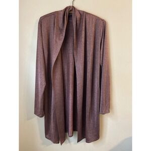 Joan Vass New York Women's L/G Duster Cardigan Shawl Collar Sparkle Knit